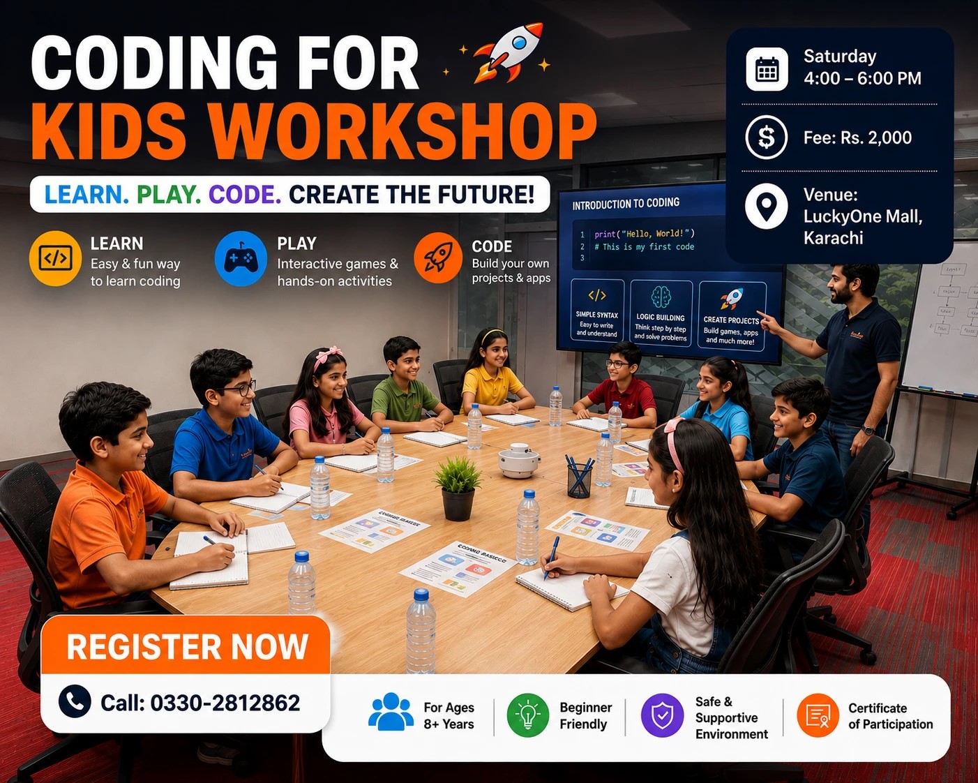 Students studying in a classroom workshop